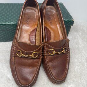 Gucci Brown Leather Flat Shoes 8.5M
